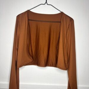 Elegant Tan Long Sleeve Crop Top